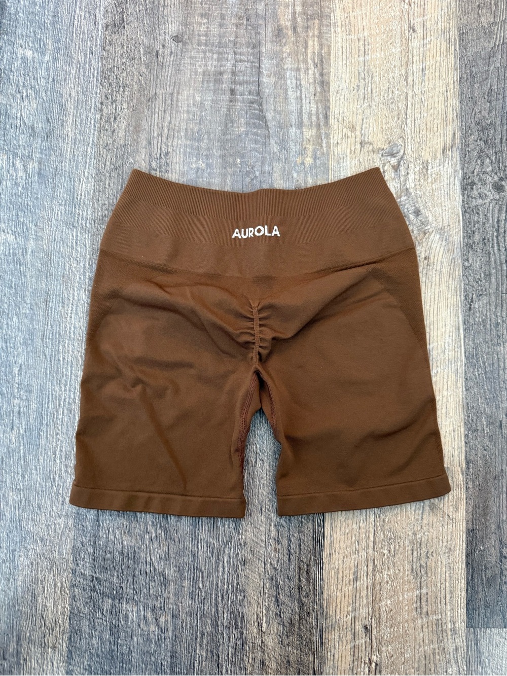 AUROLA Brown Seamless Scrunch Butt High Waist Biker Shorts Womens
